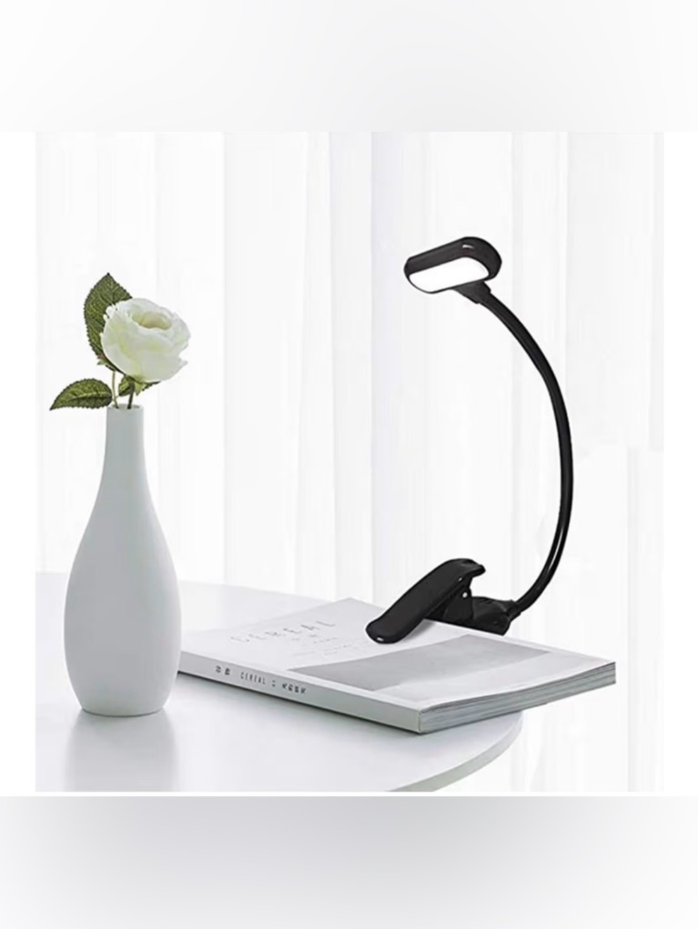 Book-light Rechargeable Clip-On LED Lamp Flexible NIB Black